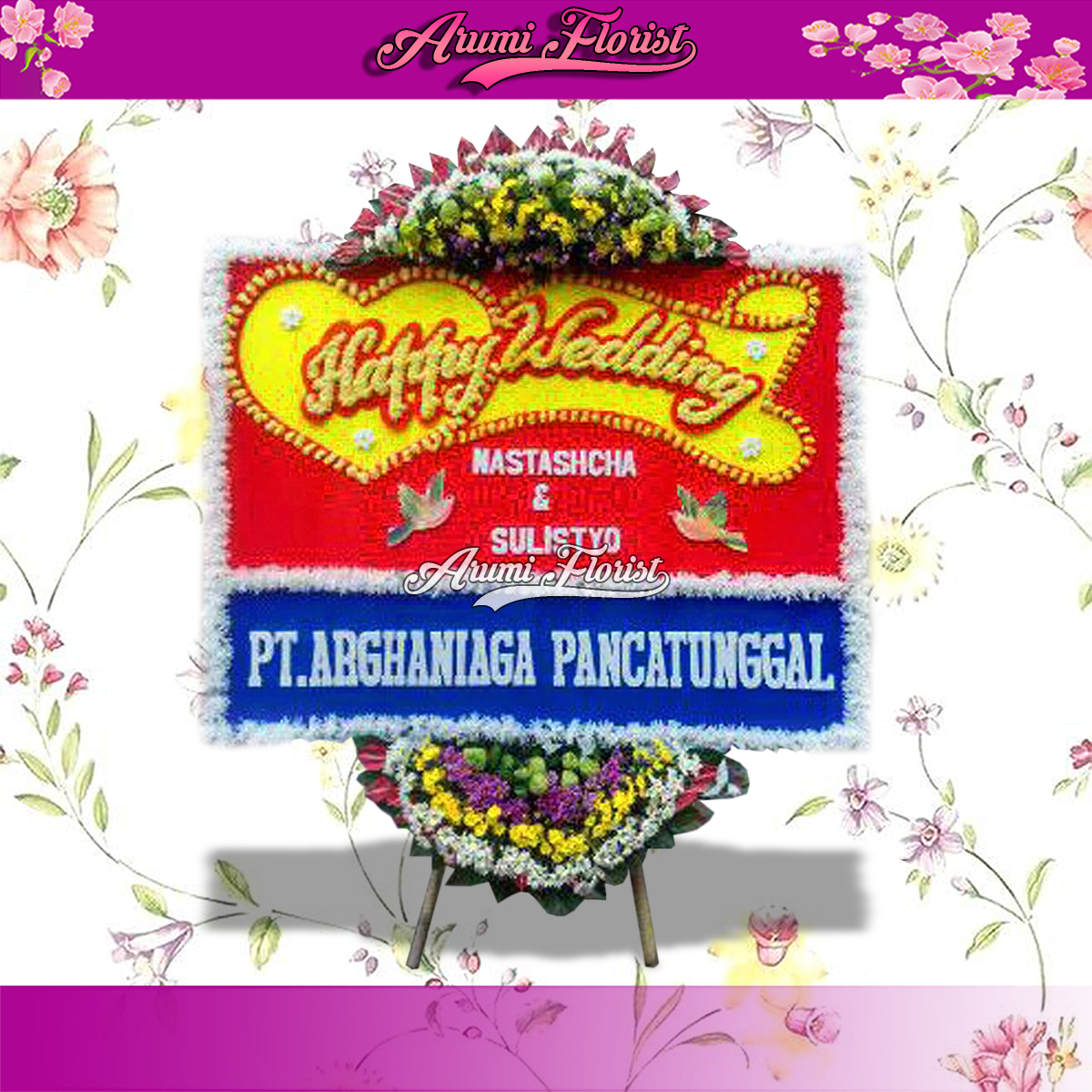 Bunga Papan Happy Wedding 01