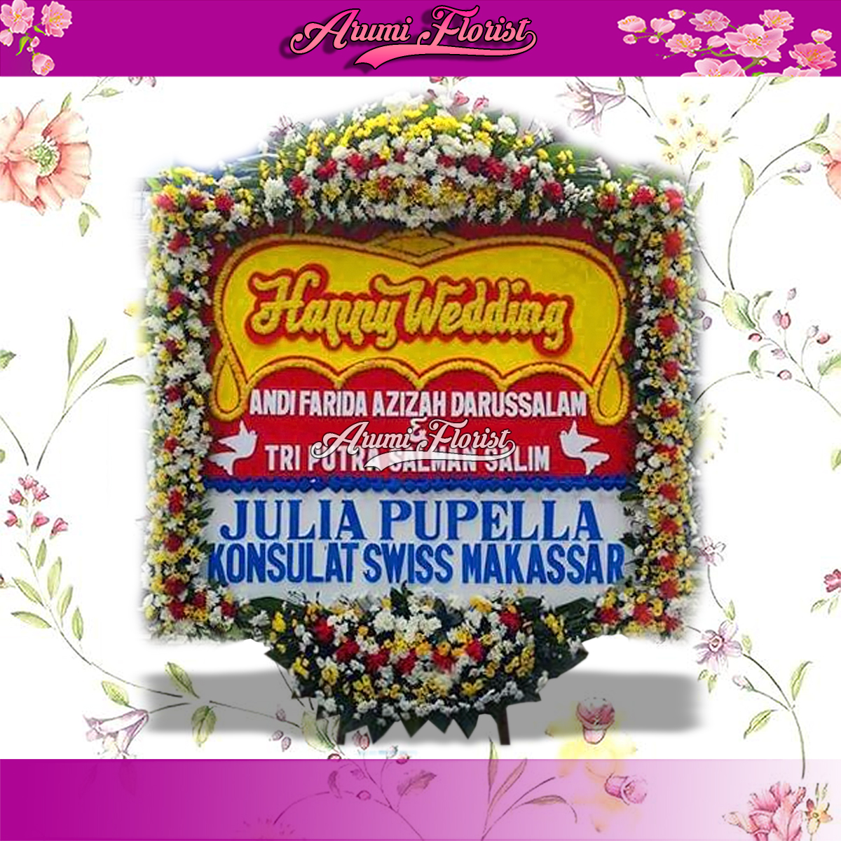 Bunga Papan Happy Wedding 12