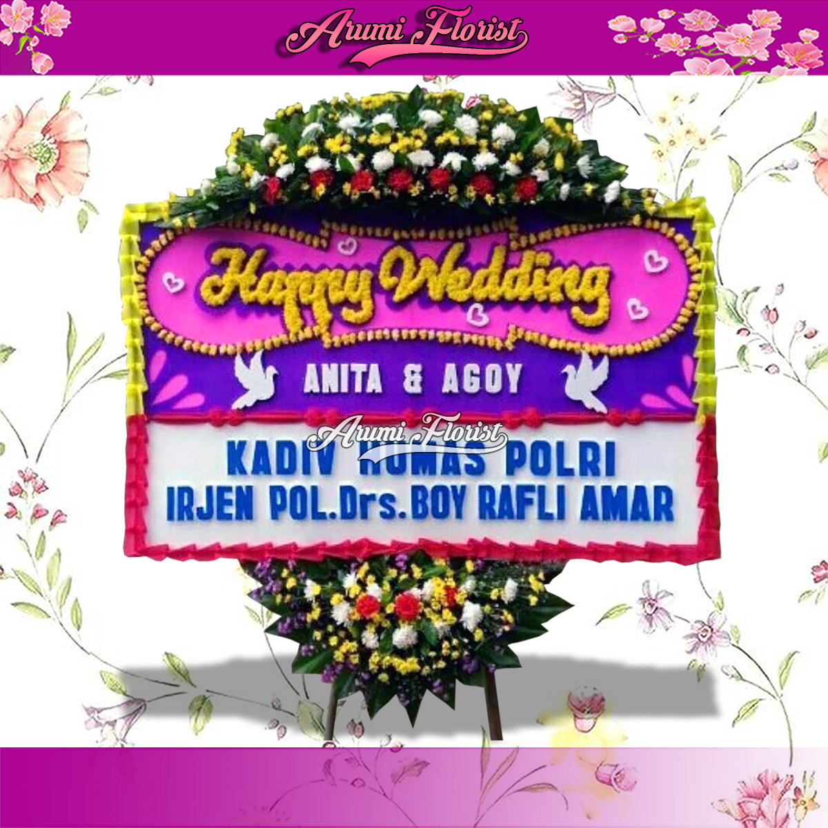Bunga Papan Happy Wedding 04