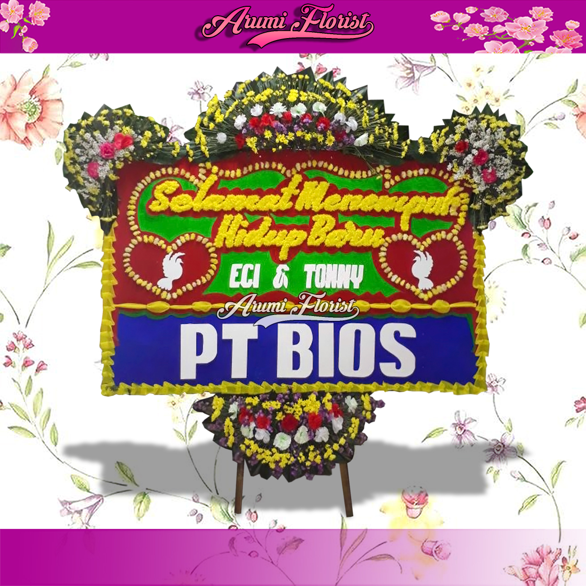 Bunga Papan Happy Wedding 07