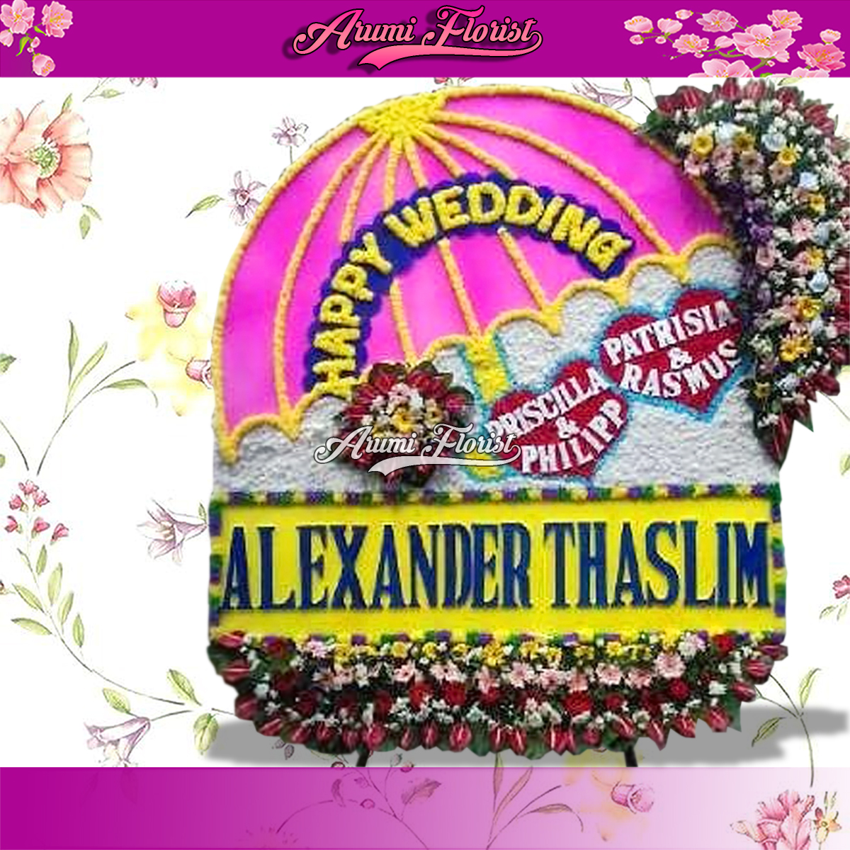 Bunga Papan Happy Wedding 08